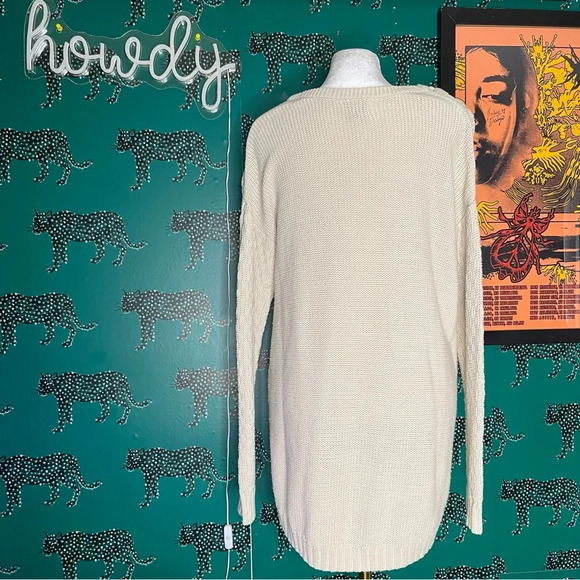 Old Navy White Long Sleeve Pullover Cable Knit Cotton Blend Crew Sweater Size S - Picture 5 of 10